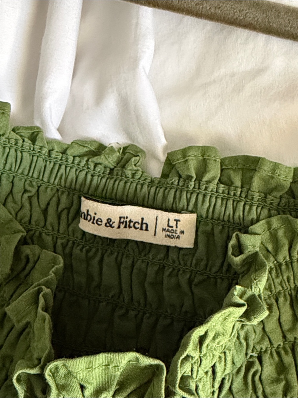 Abercrombie & Fitch Puff Sleeve Tiered Midi Dress in Green - Picture 3 of 3